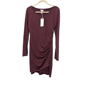 Leith Midi Length Long Sleeve Cotton Blend Red Dress NWT Womens Size Large